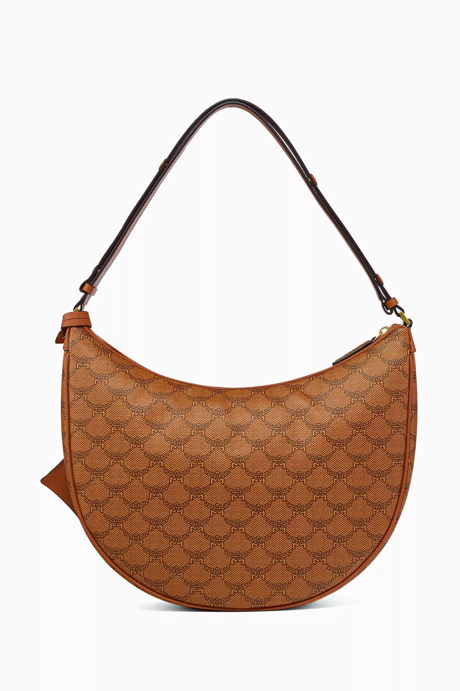 MCM Himmel Ascending Moon Hobo Bag in Lauretos Monogram Canvas Brown