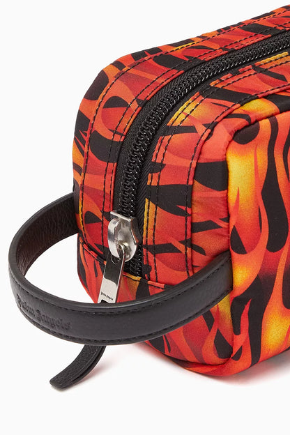 Palm Angels Monogram Flames Pouch in Nylon