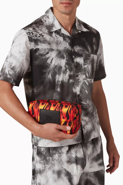 Palm Angels Monogram Flames Pouch in Nylon