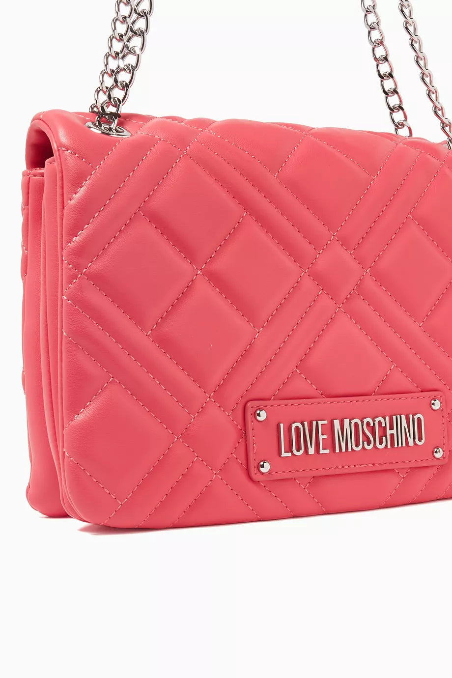 LOVE MOSCHINO Quilted Shoulder Bag in Faux Leather Pink