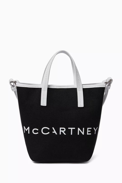 Stella McCartney Logo Crossbody Tote Bag in Bananatex® Canvas Black