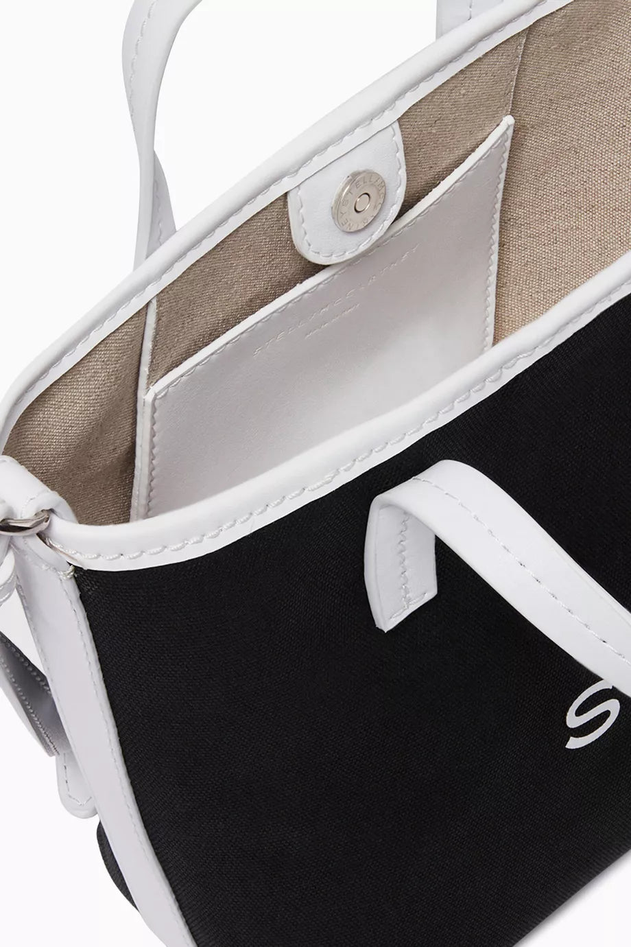 Stella McCartney Logo Crossbody Tote Bag in Bananatex® Canvas Black