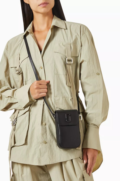 Marc Jacobs The Clover Phone Crossbody Bag in Leather Black