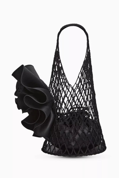 Magda Butrym Small Devana Tote Bag in Satin & Crochet