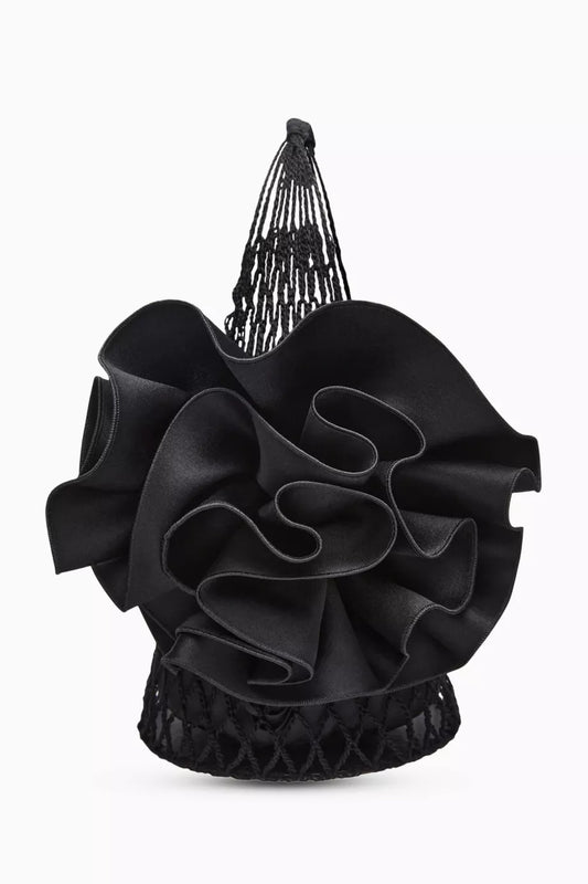 Magda Butrym Small Devana Tote Bag in Satin & Crochet