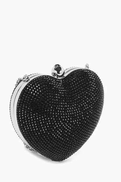 MACH & MACH Crystal-embellished Heart Clutch Bag in Suede