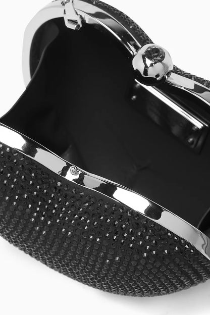 MACH & MACH Crystal-embellished Heart Clutch Bag in Suede