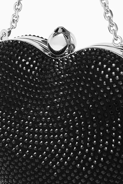 MACH & MACH Crystal-embellished Heart Clutch Bag in Suede