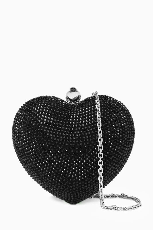 MACH & MACH Crystal-embellished Heart Clutch Bag in Suede