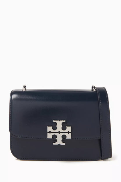 TORY BURCH Small Eleanor Convertible Shoulder Bag in Leather Blue