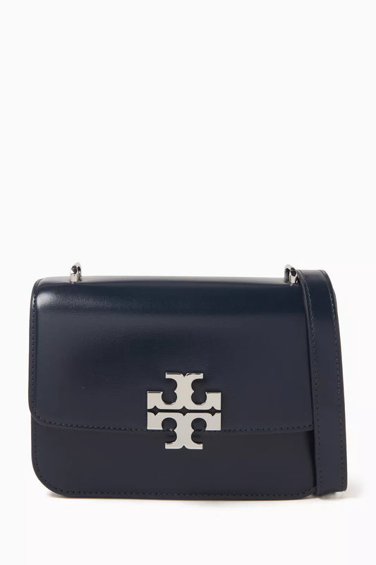 TORY BURCH Small Eleanor Convertible Shoulder Bag in Leather Blue