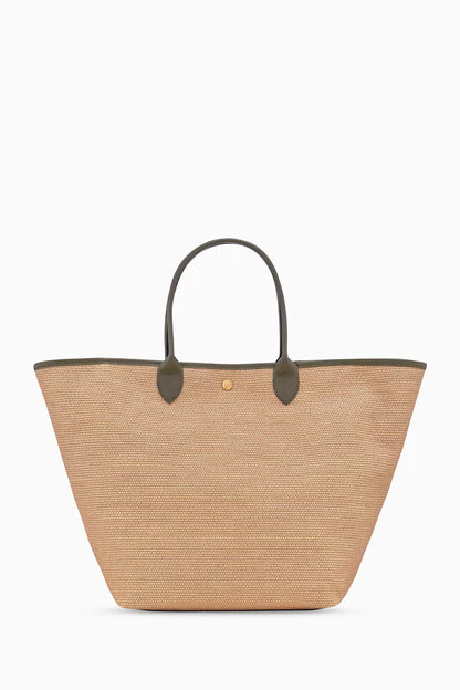 Longchamp Large Le Pliage Collection Basket Bag in Canvas artichoke
