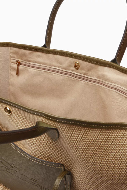 Longchamp Large Le Pliage Collection Basket Bag in Canvas artichoke
