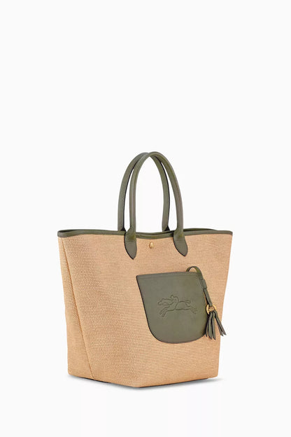 Longchamp Large Le Pliage Collection Basket Bag in Canvas artichoke