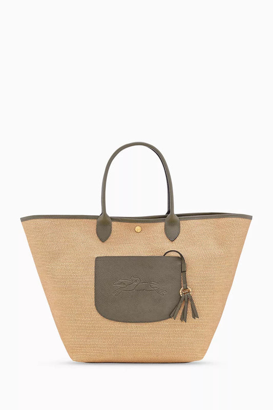 Longchamp Large Le Pliage Collection Basket Bag in Canvas artichoke