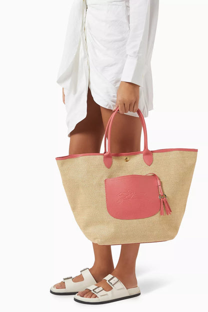 Longchamp Large Le Pliage Collection Basket Bag in Canvas Blush