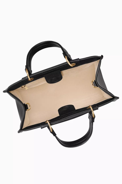 Longchamp Small Cabas Tote Bag in Leather Black