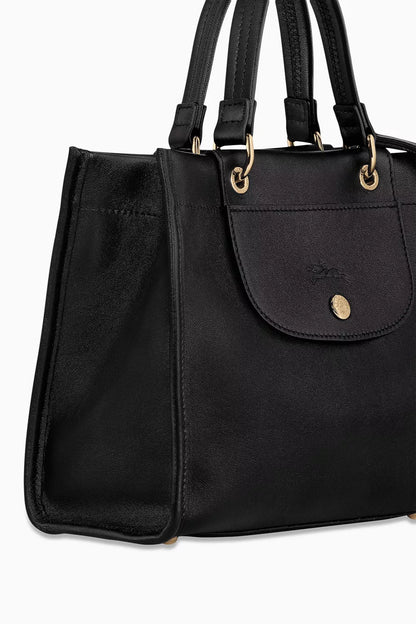 Longchamp Small Cabas Tote Bag in Leather Black