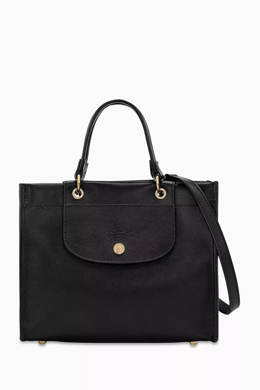 Longchamp Small Cabas Tote Bag in Leather Black