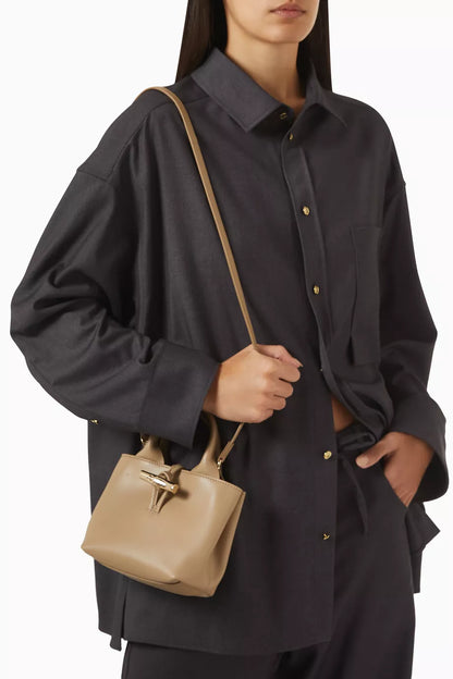 Longchamp XS Le Roseau Tote Bag in Calfskin Leather Neutral