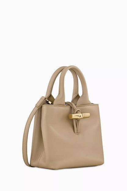 Longchamp XS Le Roseau Tote Bag in Calfskin Leather Neutral