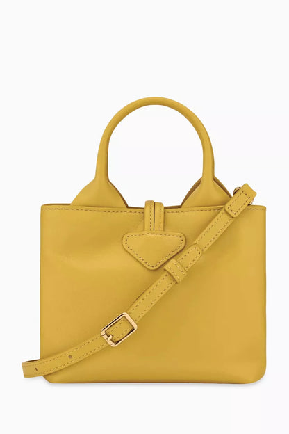 Longchamp XS Le Roseau Tote Bag in Calfskin Leather Ginger