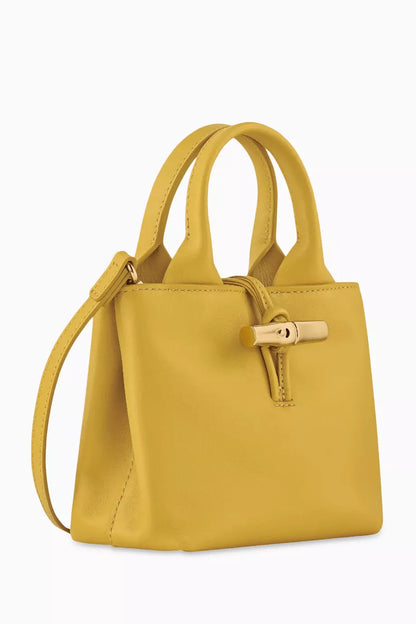 Longchamp XS Le Roseau Tote Bag in Calfskin Leather Ginger