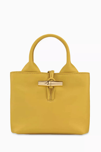 Longchamp XS Le Roseau Tote Bag in Calfskin Leather Ginger