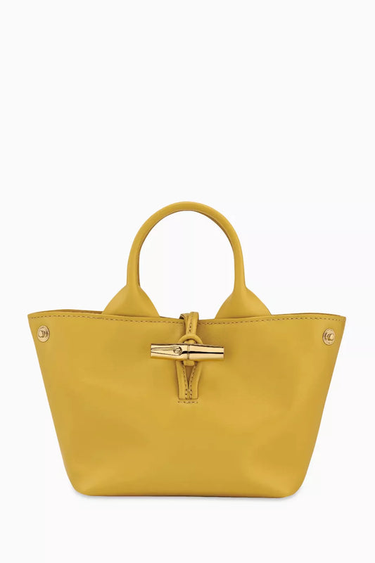 Longchamp XS Le Roseau Tote Bag in Calfskin Leather Ginger