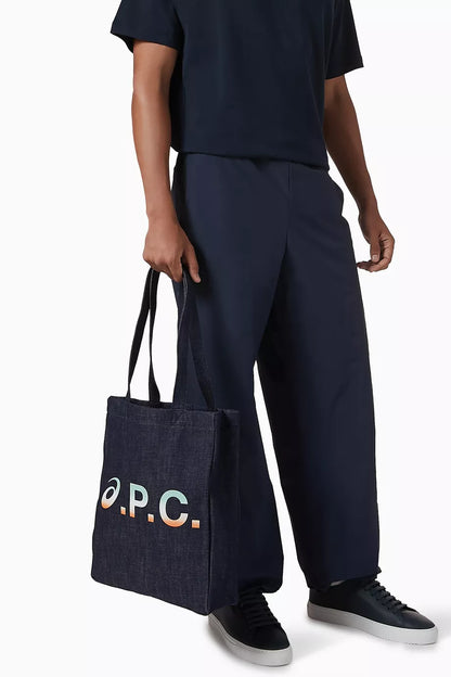 A.P.C. Lou Asics Tote Bag in Denim