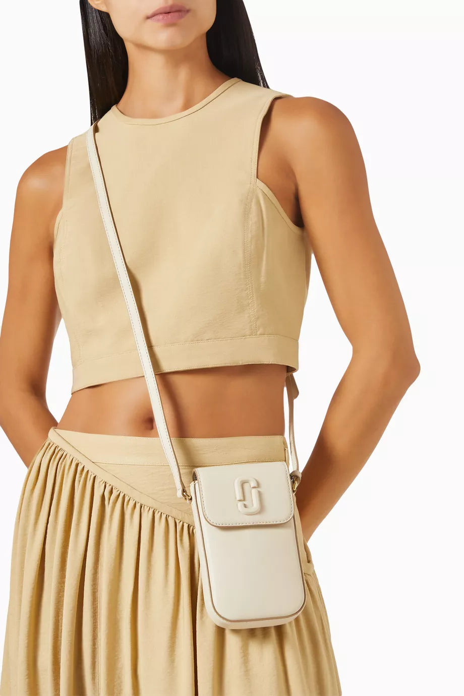 Marc Jacobs The Clover Phone Crossbody Bag in Leather Cloud White