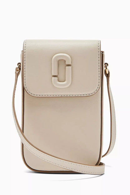 Marc Jacobs The Clover Phone Crossbody Bag in Leather Cloud White
