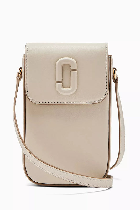 Marc Jacobs The Clover Phone Crossbody Bag in Leather Cloud White