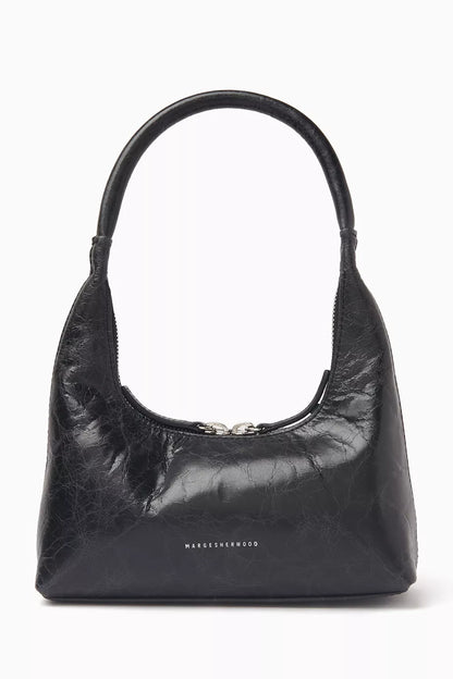MARGE SHERWOOD Mini Hobo Shoulder Bag in Crinkled Leather