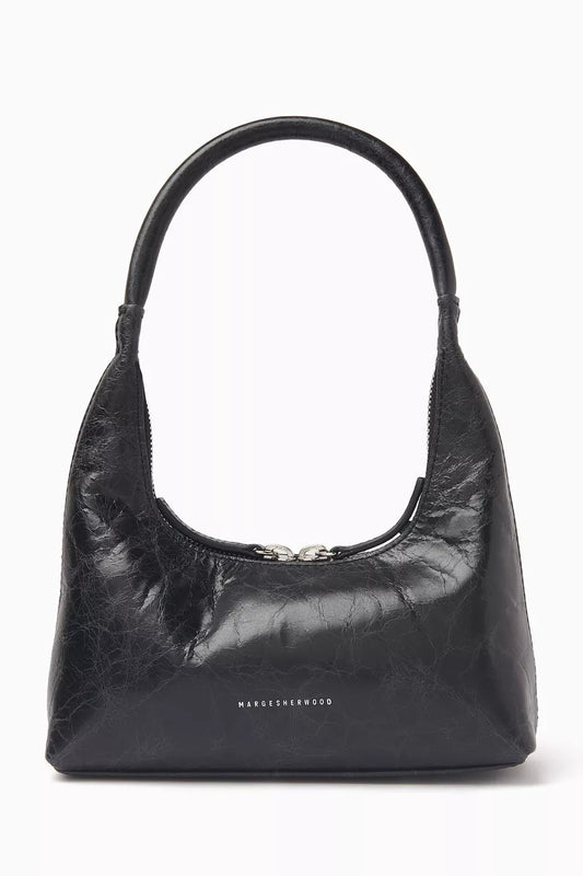 MARGE SHERWOOD Mini Hobo Shoulder Bag in Crinkled Leather
