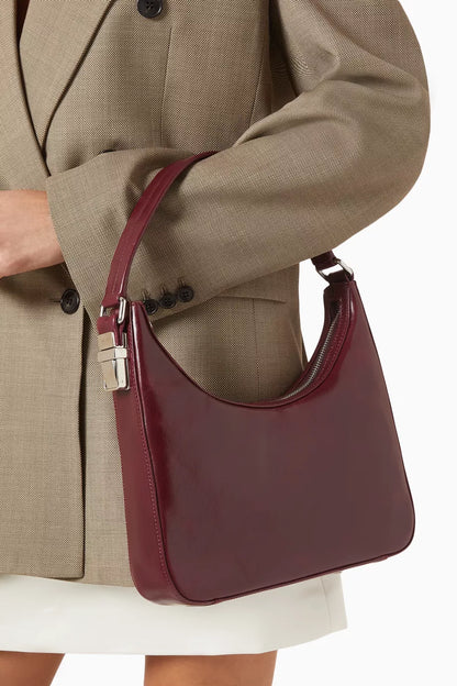 BY FAR Small Rhea Shoulder Bag in Creased Leather