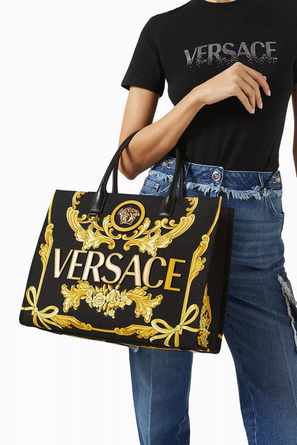 Versace Large Cameo La Medusa Tote Bag in Canvas Multicolor