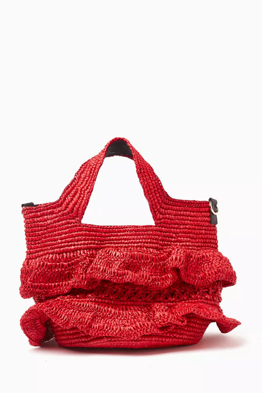 Sensi Studio Medium Ruffle Bag in Toquilla Straw