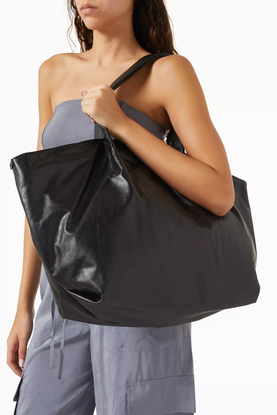 REPRESENT Large Pleat Tote Bag in Leather