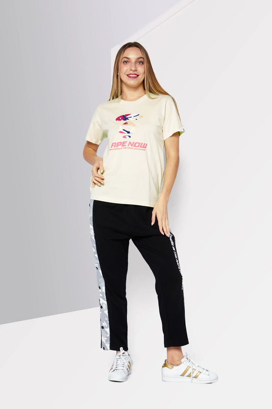 AAPE Women Crew Neck Short Sleeves Embroidered T-shirt, Lime