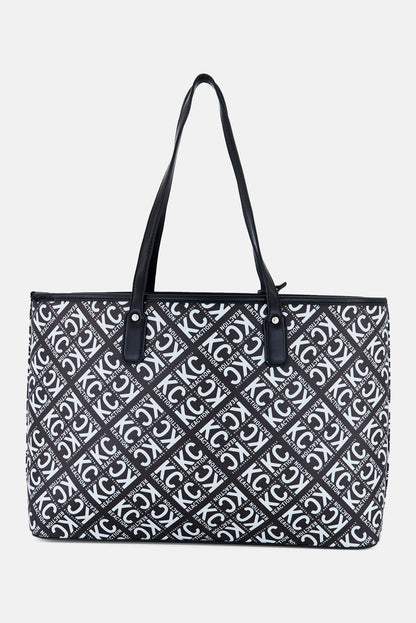 Kenneth Cole Women Brand Logo Tote Bag With Pouch, Black
