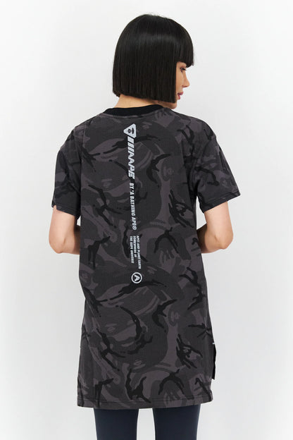 AAPE Women Crew Neck Short Sleeves Camouflage T-Shirt, Black