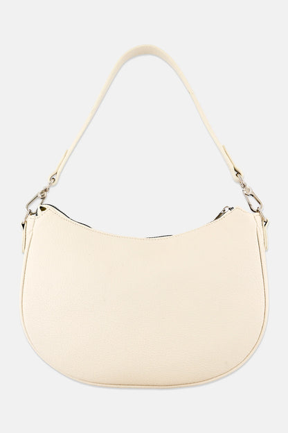 XOXO Women Brand Logo Crescent Handbag, Off White