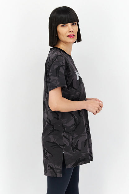 AAPE Women Crew Neck Short Sleeves Camouflage T-Shirt, Black