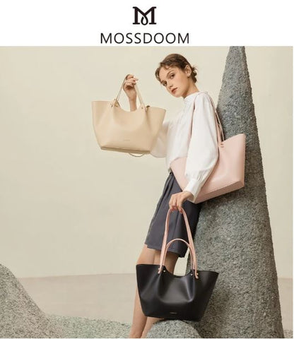 MOSSDOOM Women's Bag Perla Bag Simple Elegant Handbag Bucket Tote Bag Shoulder Bag for Women