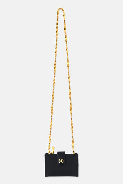 Bally Plain Card Holder With Detachable Chain Strap, Black