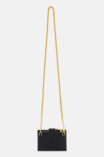 Bally Plain Card Holder With Detachable Chain Strap, Black