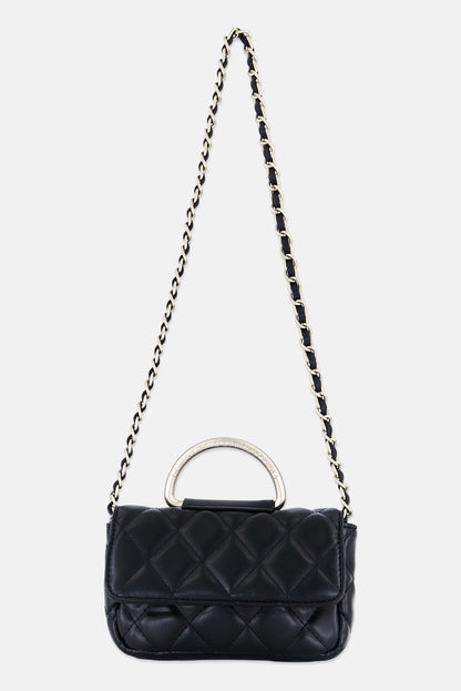 French Connection Quilted Crossbody Bag 11 H x 19 L x 5 W cm, Black