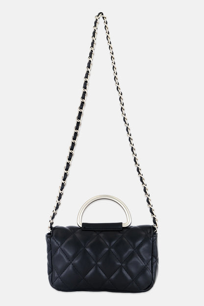 French Connection Quilted Crossbody Bag 11 H x 19 L x 5 W cm, Black