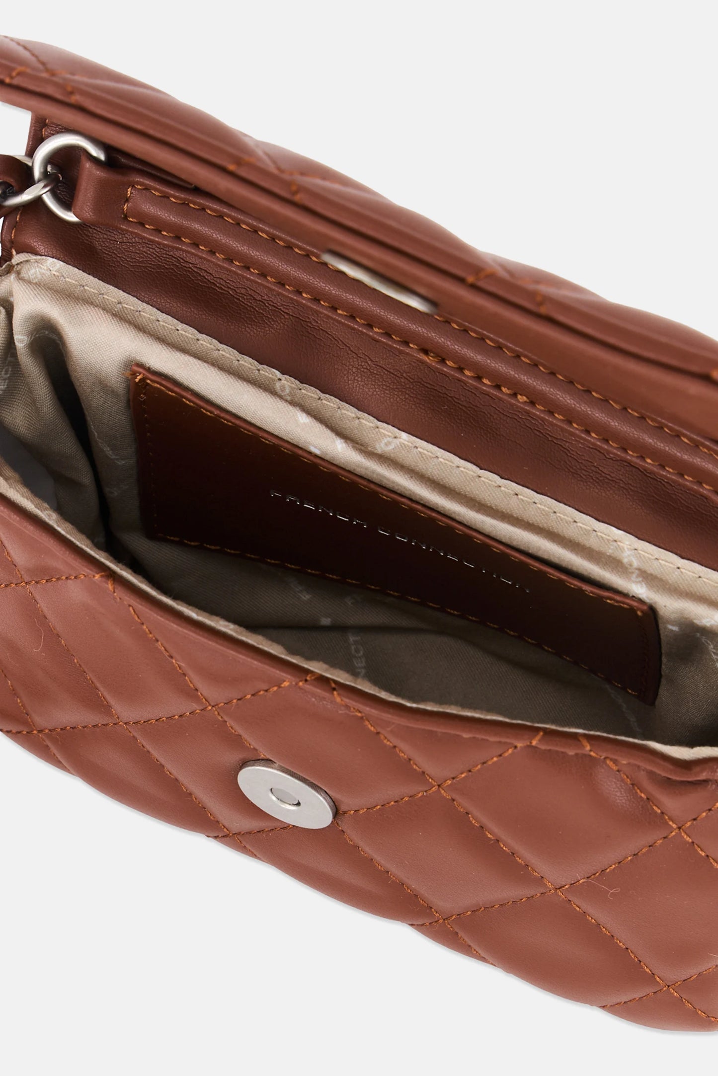 French Connection Quilted Crossbody Bag 11 H x 19 L x 5 W cm, Dark Brown